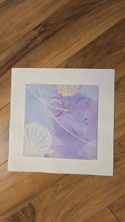 Abstract Floral Mixed Media Painting – Soft Lavender and Cream Tones