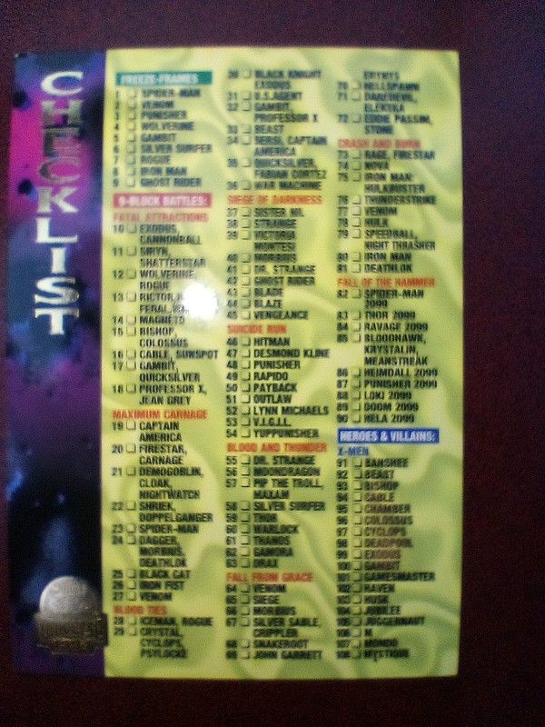 Marvel Comics Superheroes Cards