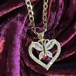 Heart with Butterfly Necklace
