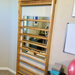 Exercise Rack Ladder Stall Bar Used With Bands Wall Mount Solid Wood