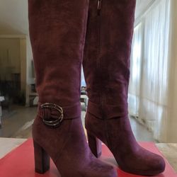 Impo Brand - Ladies Faux Burgundy Suede Tall Boots - Size 6.5M - Like New!