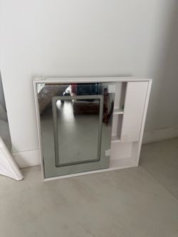White Medicine Cabinet with Led Mirror and Shelves