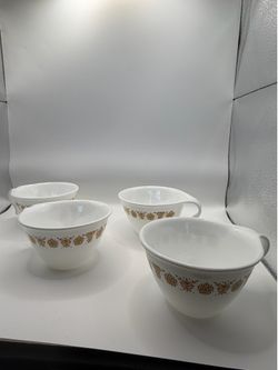 Vintage Pyrex Corelle Butterfly Gold Teacups Coffee Mugs Set of 4