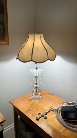 Crystal Table Lamp with Scalloped Shade
