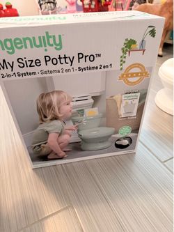 Ingenuity My Size Potty Pro in Green, Infant Potty Training Toilet, Lifelike Flushing Sound, for Ages 18 Months, Up to 50 Pounds