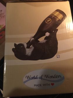Black white/white cat wine bottle holder new in box