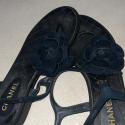 Chanel Sandal Navy Blue Size 37  
