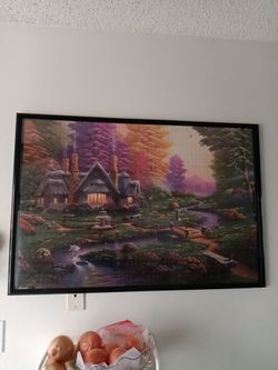 Framed Cottage Landscape Wall Art Print