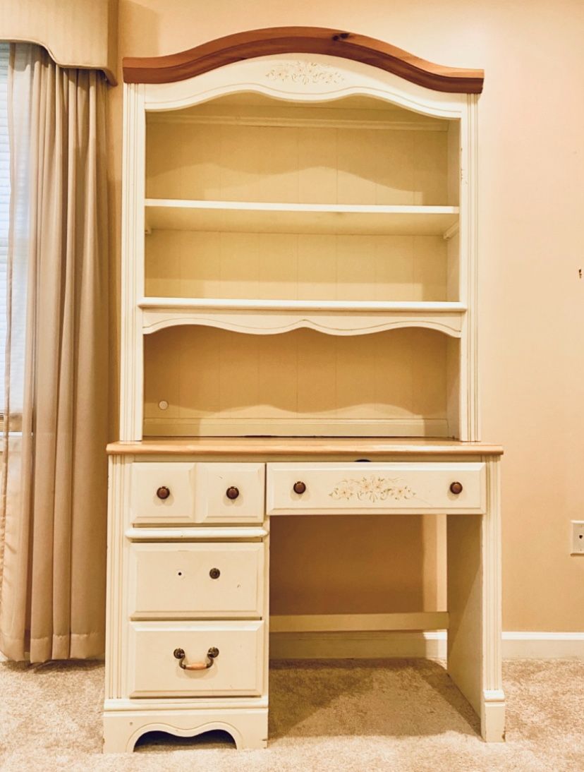 Wooden Desk, Hutch And Nightstand 