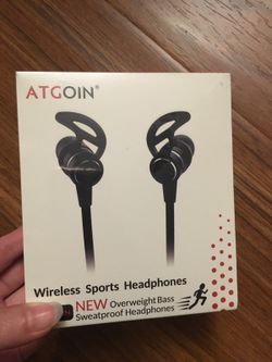 Bluetooth Headphones, Wireless Headphones, ATGOIN Wireless Bluetooth Earphones Stereo Sweatproof Magnetic Earbuds Secure Fit for Sports Gym Running E