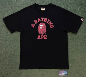 Bape color camo red college tee