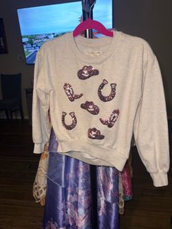 Happily Grey Kids Sequin Western Sweatshirt