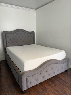 Queen bed frame and mattress