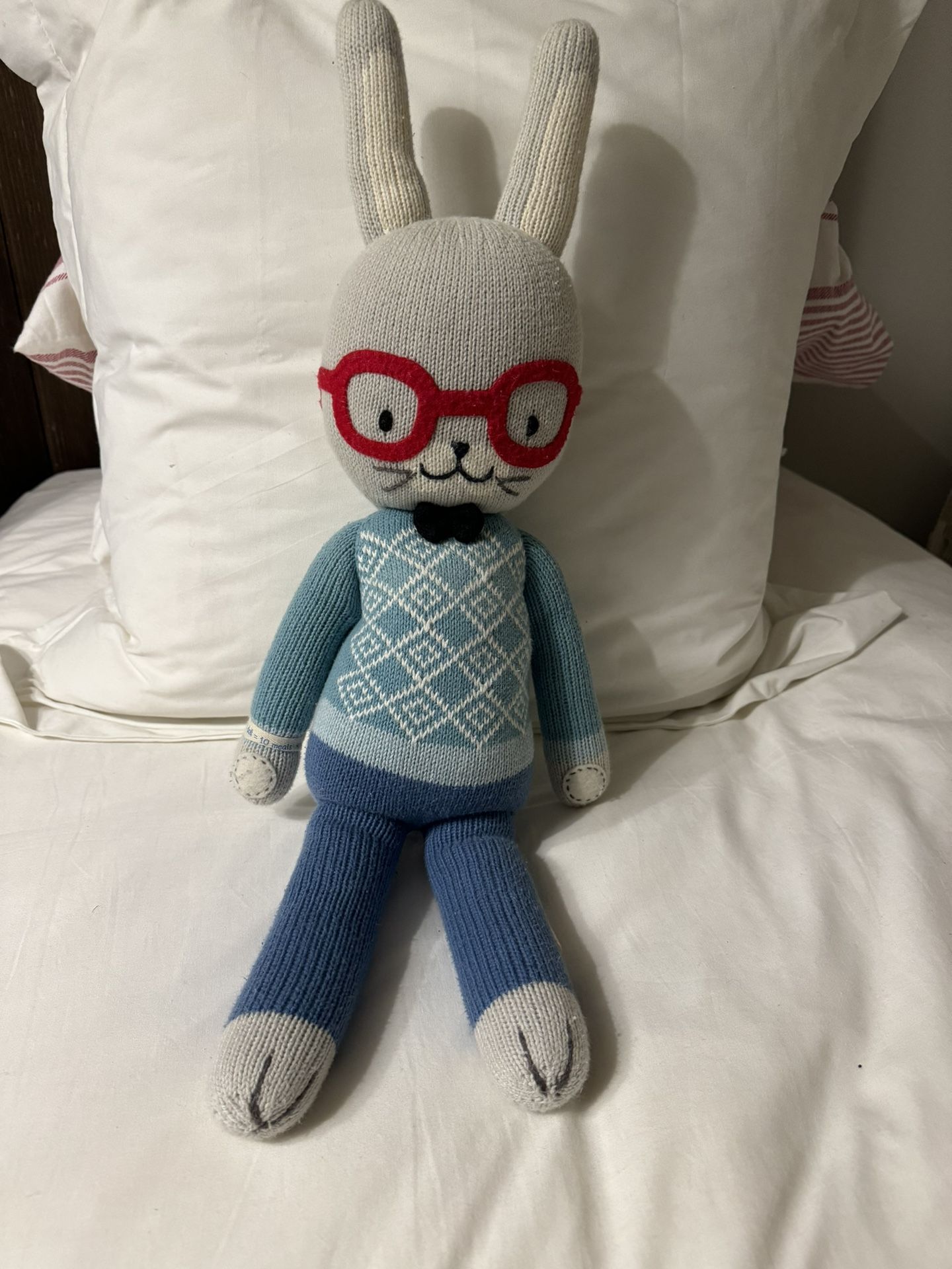 Cuddle + Kind Benedict Boy Bunny Rabbit Red Glasses Plush Stuffed Animal