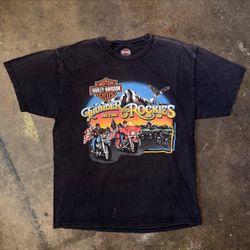 Vintage Harley Davidson Thunder In The Rockies Biker Shirt
