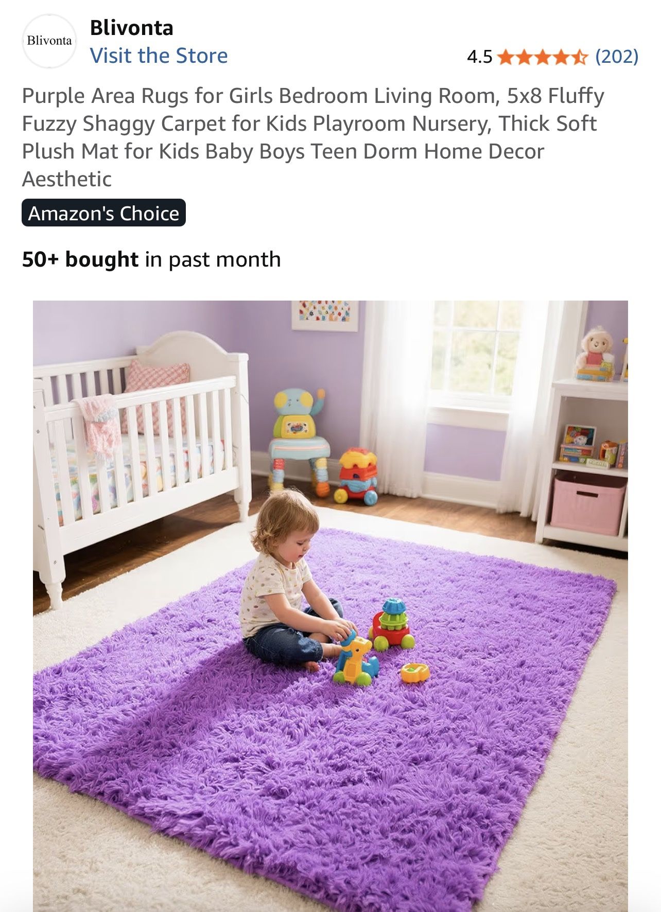 Purple Area Rug- Fluffy Fuzzy Shaggy Carpet