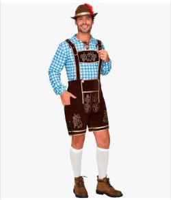 Men's Oktoberfest Deluxe Lederhosen Set With Hat & Mug, L