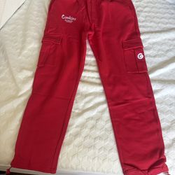 Cookies SF Men Cultivators Fleece Cargo Pants (Red) NWT 