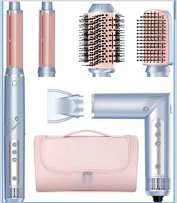 5 in 1 Hot Air Brush Set - 110,000 RPM Hair Dryer for Fast Drying, Multi-Styler with Auto-Wrap Curlers, Straightening and Volumizing Curling Brush