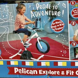 Pelican Explore & Fit Cycle™ Fun Fitness Adjustable Exercise Equipment Kids Stationary Bike with Videos Audio and Music for Children 3-7 Years Old 