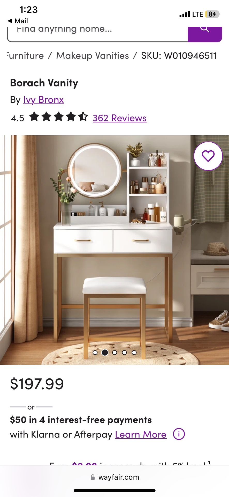 Fully Assembled Vanity With Stool