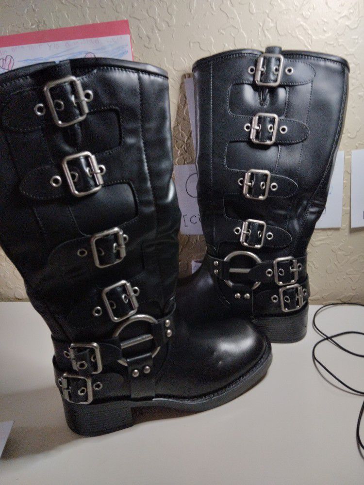 Square Toe Motorcycle Boots 