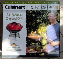 Cuisinart 14” Portable Charcoal Grill New In Box Red Tabletop BBQ Grill