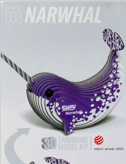Brand New In Box Eugy Narwhal 3-D Cardboard Model Kit 23pc Puzzle 3" x 1"
