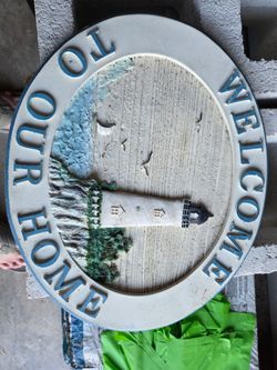 Welcome to our home lighthouse sign