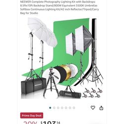 NEEWER Complete Photography Lighting Kit with Backdrops: 8.5ftx10ft Backdrop Stand/800W Equivalent 5500K Umbrellas Softbox Continuous Lighting Kit/42 