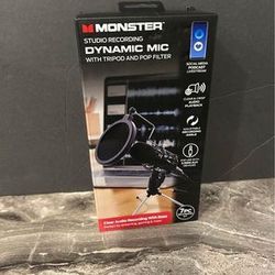 new sealed monster studio mic with tripod and pop filter