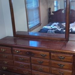 Three Piece Hardwood Bedroom Set Mint Condition With Brand New Mattress Sealed In Plastic As Well
