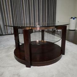 3-Tier Clear Medium Round Glass Coffee Table