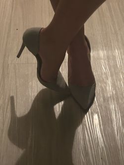 Gray Pointed-Toe Stiletto Pumps