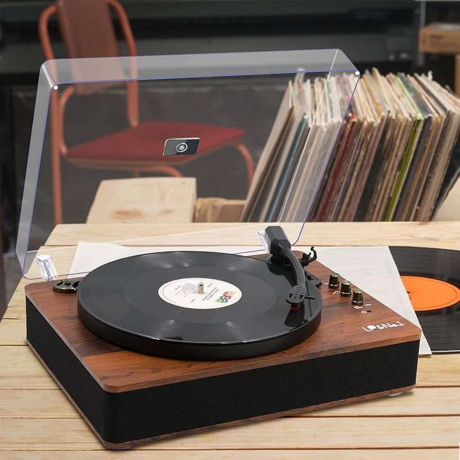 Record Player Turntable with Built-in Speakers and USB Play&Recording Belt-Driven Vintage Phonograph Record Player 3 Speed for Entertainment and Home