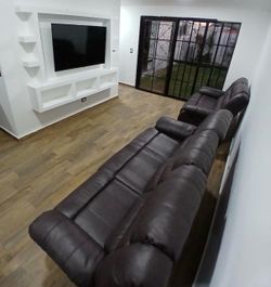 Large Dark Brown Leather Sectional Sofa