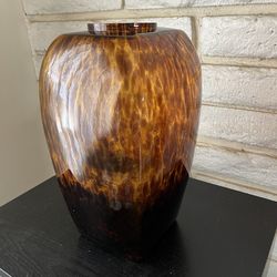Amber Tortoise Shell Art Glass Vase – Decorative Modern Piece