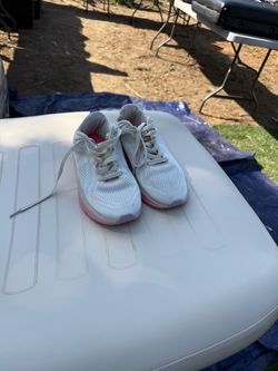 Women's White and Pink Running Sneakers