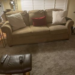 Broyhill Sofa and Chair w/Ottoman Taupe/Red