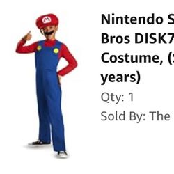 Super Mario Bros Costume 4-6 Years Old 