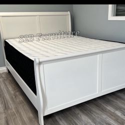 Calking Size White Sleigh With Ortho Matres.colchon!!’n
