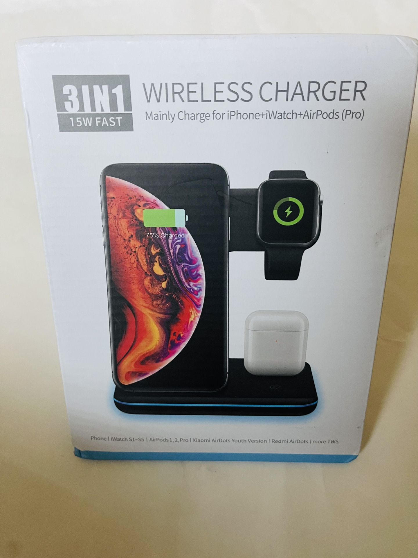 3 IN 1 Qi Wireless Charger Charging Dock Stand For Apple Watch Air Pods iPhone
