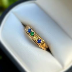 Jewelry 10k solid yellow gold cobalt malachite apetite 0.40CTW ring sz 8.00