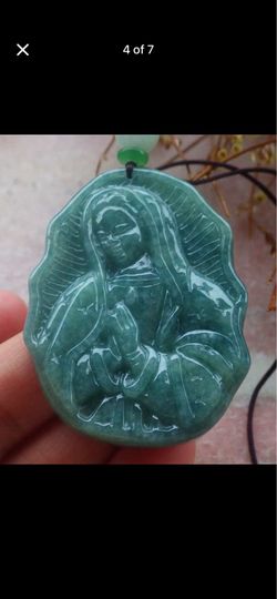 Certificate Jadeite Jewelry Green Pendant Virgin Mary