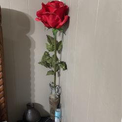 Fake Rose With Vase 