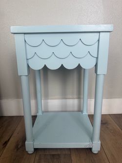 Light Blue Scalloped Nightstand / Side Table