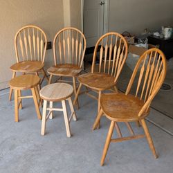 Solid Maple Dining Chair Set - 4 Chairs, 2 stools