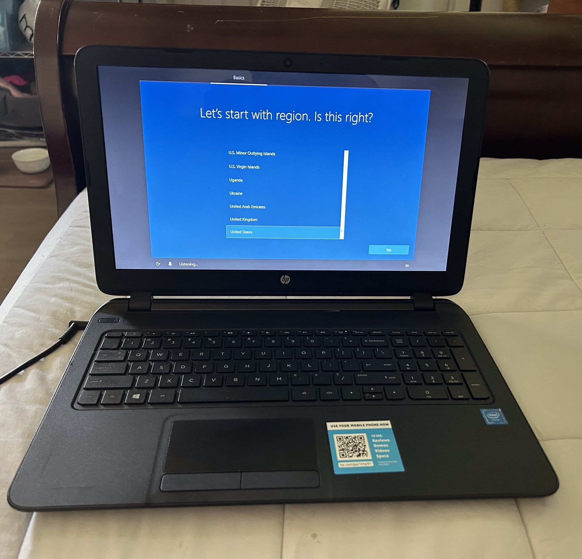 HP 15.6 Touchscreen Laptop-Black / Model HP 15-f222wm