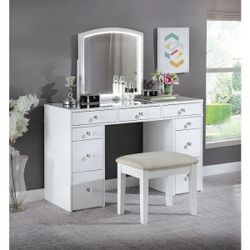 Limited Time Offer! Lucia Collection Vanity W/ Stool and a mirror with a LED light Now 589.00 Free Delivery 🚚 