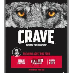 CRAVE Grain Free High Protein Adult Dry Dog Food, Beef, 22 lb. Bag